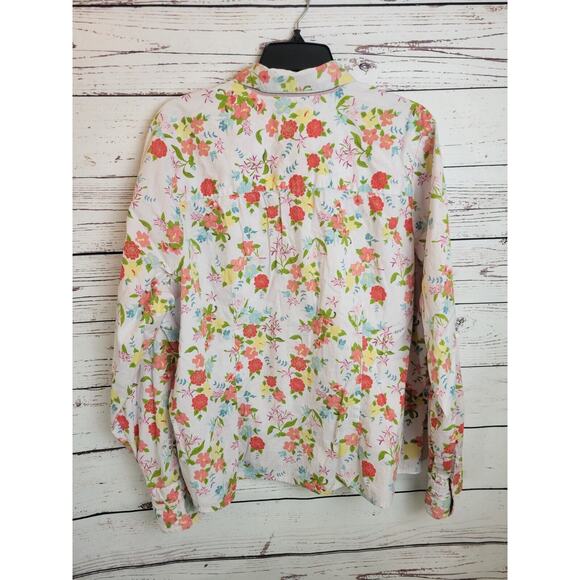 CJ Banks Orange Floral Print Sequin Long Sleeve Button Down Shirt Womens Size XL - Picture 2 of 11